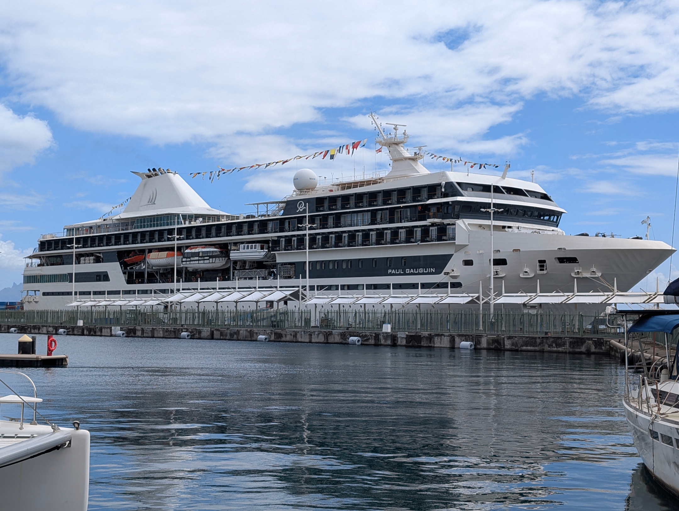 paul gauguin cruise ship by ponant in the harbour of papeete paul gauguin cruise ship by ponant in the harbour of papeete